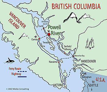 Map of British Columbia lower mainland and Vancouver Island