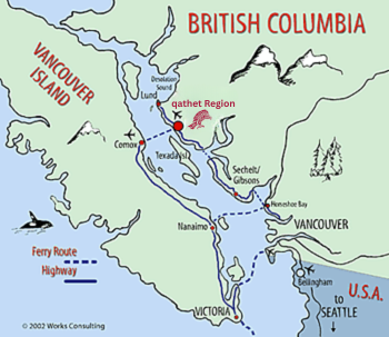 Map of British Columbia lower mainland and Vancouver Island
